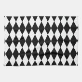 Schwarz-Weiß-Diamant-Harlequin-Muster Handtuch (Horizontal)