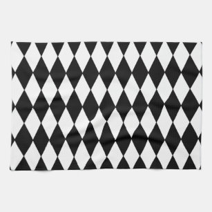 Schwarz-Weiß-Diamant-Harlequin-Muster Handtuch
