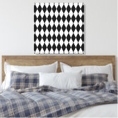 Schwarz-Weiß-Diamant-Harlequin-Muster Leinwanddruck (Insitu (Schlafzimmer))