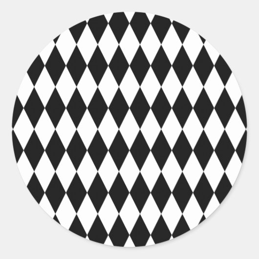 Schwarz-Weiß-Diamant-Harlequin-Muster Runder Aufkleber (Vorderseite)