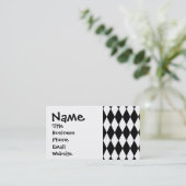 Schwarz-Weiß-Diamant-Harlequin-Muster Visitenkarte (Stehend Vorderseite)