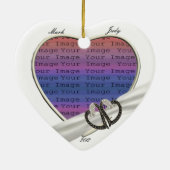 Schwarz-Weiß-Diamant-Herz-Ornament Keramik Ornament (Hinten)