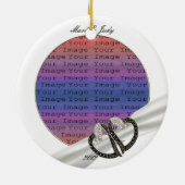 Schwarz-Weiß-Diamant-Herz-Ornament Keramikornament (Hinten)