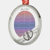 Schwarz-Weiß-Diamant-Herz-Ornament Silbernes Ornament (Links)