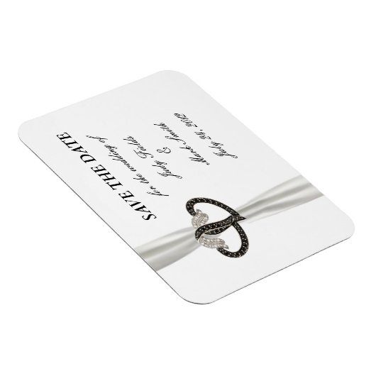 Schwarz-Weiß-Diamant-Herzen speichern das Datumsfe Magnet (Rechte Seite)