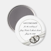 Schwarz-Weiß-Diamant-Herzen speichern das Datumsfe Magnet (Vorderseite/Rückseite)