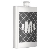 Schwarz Weiß Diamant Monogramm Flachmann (Rechts)