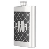 Schwarz Weiß Diamant Monogramm Flachmann (Links)