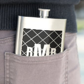 Schwarz Weiß Diamant Monogramm Flachmann (Beispiel)