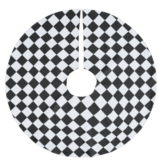 Schwarz-Weiß-Diamant-Muster von Shirley Taylor Polyester Weihnachtsbaumdecke (Vorderseite)