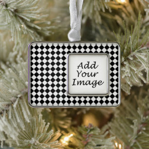 Schwarz-Weiß-Diamant-Muster von Shirley Taylor Rahmen-Ornament Silber