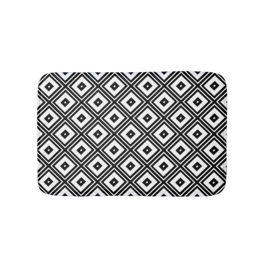 Schwarz-Weiß-Diamant-Quadrate Bath Matts Badematte (Vorderseite)