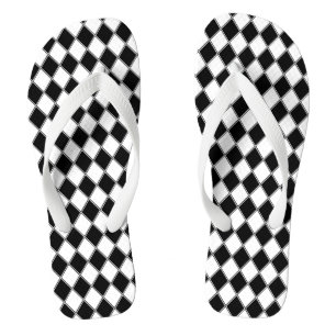 Schwarz-Weiß-Diamant-Raute Badesandalen