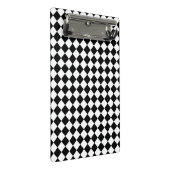 Schwarz-Weiß-Diamant-Schachbrettmuster Mini Klemmbrett (Schrägansicht)