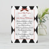 Schwarz-Weiß-Diamanten-Hochzeitseinladung Einladung (Stehend Vorderseite)