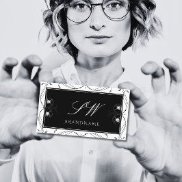 Schwarz-Weiß-Diamanten-Initialen Verziert Visitenkarte