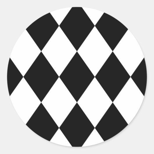 Schwarz-Weiß-Diamanten Runder Aufkleber (Vorderseite)