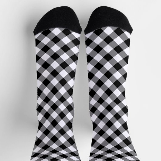 Schwarz-weiß Diamond Gingham Pattern Socken (Oben)