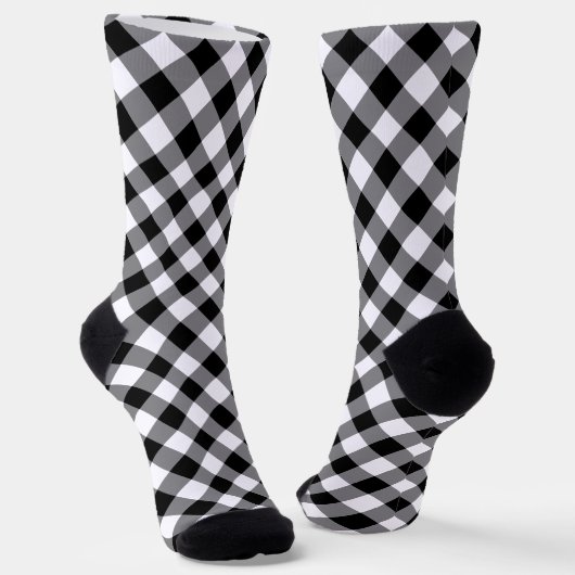 Schwarz-weiß Diamond Gingham Pattern Socken (Gewinkelt)