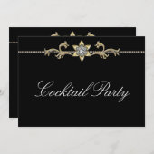 Schwarz-weiß Diamond Schwarz-weiß Cocktail Party Einladung (Vorne/Hinten)