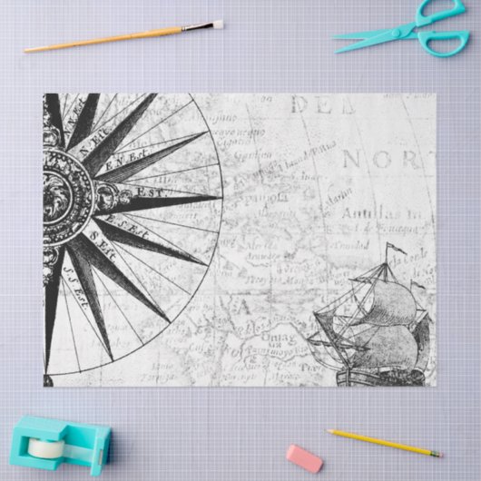 Schwarz-Weiß-Digitale Karte, Design 6 Seidenpapier (Basteln)