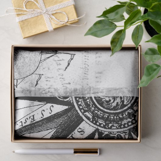 Schwarz-Weiß-Digitale Karte, Design 6 Seidenpapier (Geschenk)