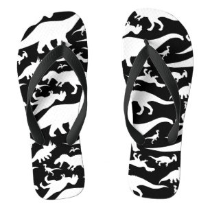 Schwarz-Weiß-Dinosaurier-Muster Badesandalen