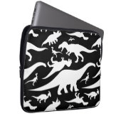 Schwarz-Weiß-Dinosaurier-Muster Laptopschutzhülle (Vorne Rechts)