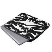 Schwarz-Weiß-Dinosaurier-Muster Laptopschutzhülle (Vorne Knopf)