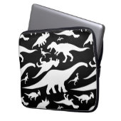 Schwarz-Weiß-Dinosaurier-Muster Laptopschutzhülle (Vorderseite Links)