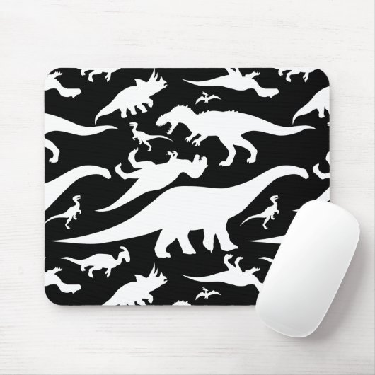 Schwarz-Weiß-Dinosaurier-Muster Mousepad (Mit Mouse)