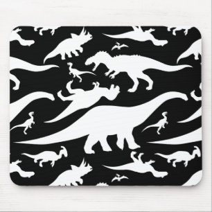 Schwarz-Weiß-Dinosaurier-Muster Mousepad
