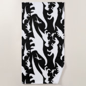 Schwarz-Weiß-Dinosaurier-Muster Strandtuch (Vorderseite)