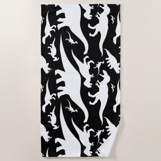 Schwarz-Weiß-Dinosaurier-Muster Strandtuch (Vorderseite)