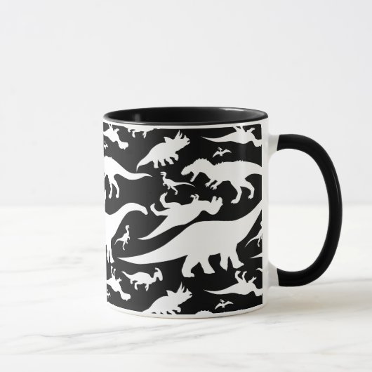 Schwarz-Weiß-Dinosaurier-Muster Tasse (Rechts)