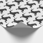 Schwarz-Weiß Dinosaurier Weihnachtswrapping Paper Geschenkpapier (Ecke)