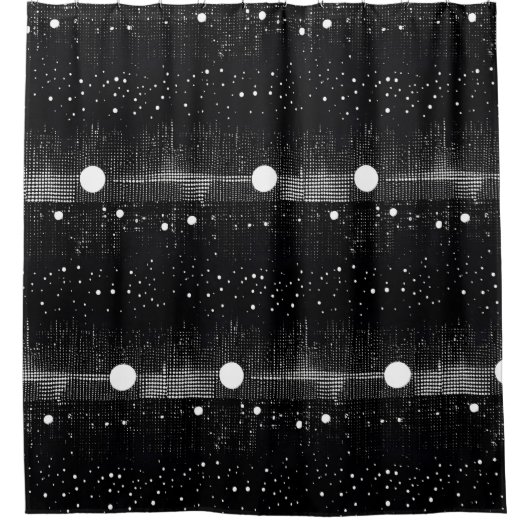 Schwarz-Weiß Disco Vibe Duschvorhang (Vorderseite)