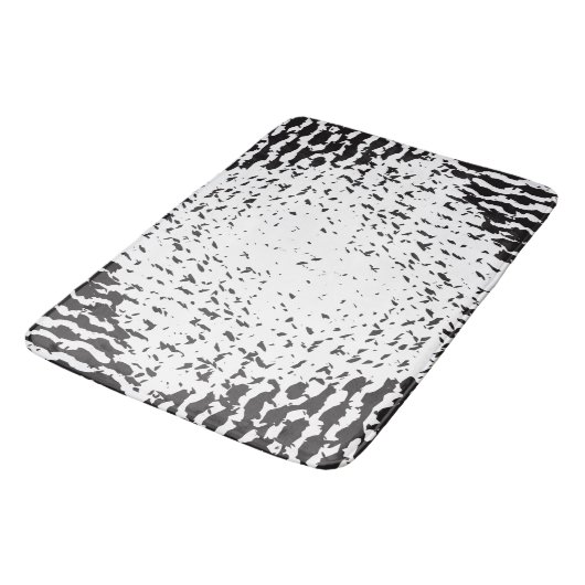 Schwarz-Weiß-Distress grainy Badematte (Schrägansicht)