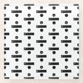 Schwarz-Weiß "Divide" Mathe Symbol Lino Schnitt Glasuntersetzer