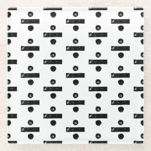 Schwarz-Weiß "Divide" Mathe Symbol Lino Schnitt Glasuntersetzer