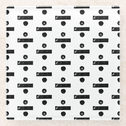 Schwarz-Weiß "Divide" Mathe Symbol Lino Schnitt Glasuntersetzer (Vorderseite)