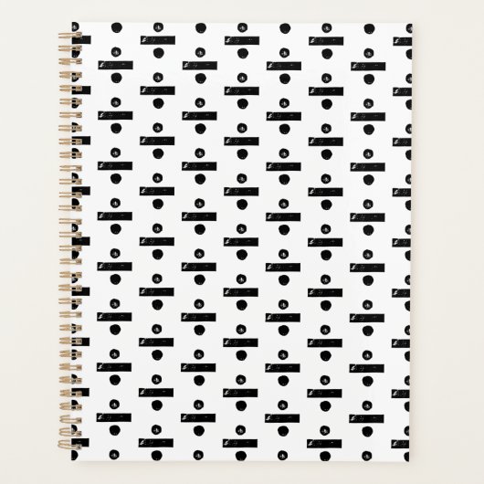 Schwarz-Weiß "Divide" Mathe Symbol Lino Schnitt Planer (Vorderseite)