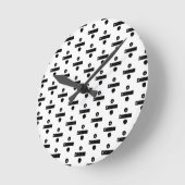 Schwarz-Weiß "Divide" Mathe Symbol Lino Schnitt Runde Wanduhr (Winkel)
