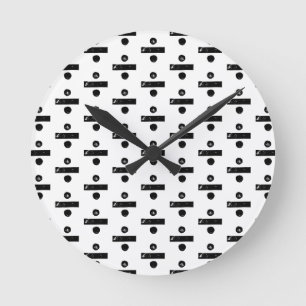 Schwarz-Weiß "Divide" Mathe Symbol Lino Schnitt Runde Wanduhr