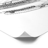 Schwarz-Weiß-Dodge-Kugelstift Zeichnend Poster (Ecke)