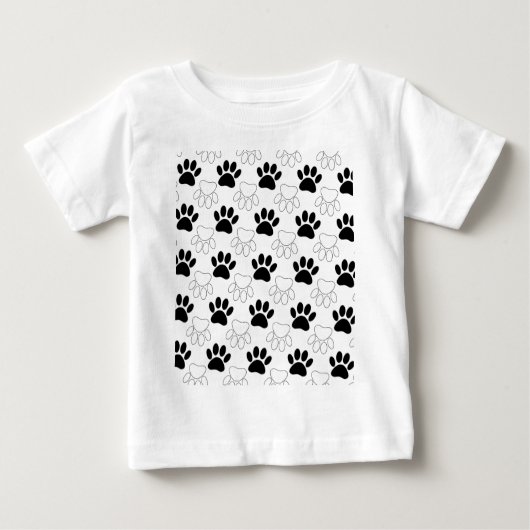 Schwarz-Weiß-Dog-Muster Baby T-shirt (Vorderseite)