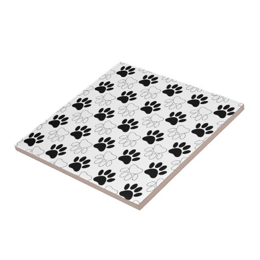 Schwarz-Weiß-Dog-Muster Fliese (Seite)