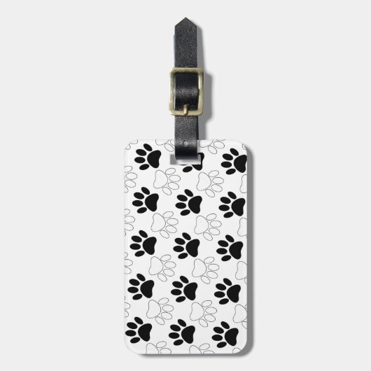 Schwarz-Weiß-Dog-Muster Gepäckanhänger (Vorderseite vertikal)