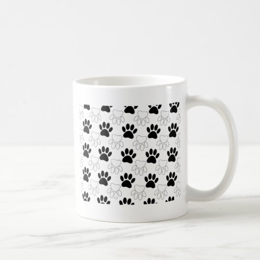 Schwarz-Weiß-Dog-Muster Kaffeetasse (Rechts)