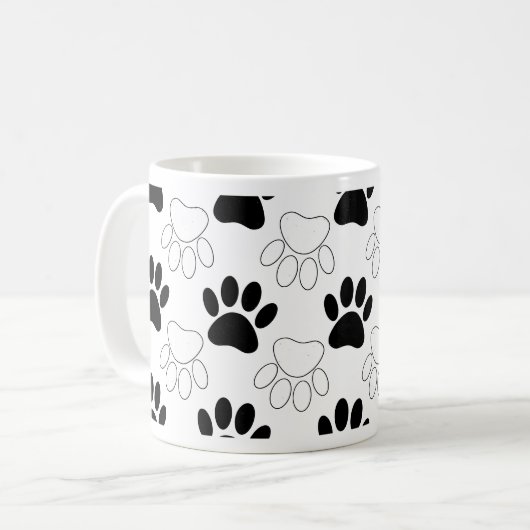 Schwarz-Weiß-Dog-Muster Kaffeetasse (Vorderseite Links)